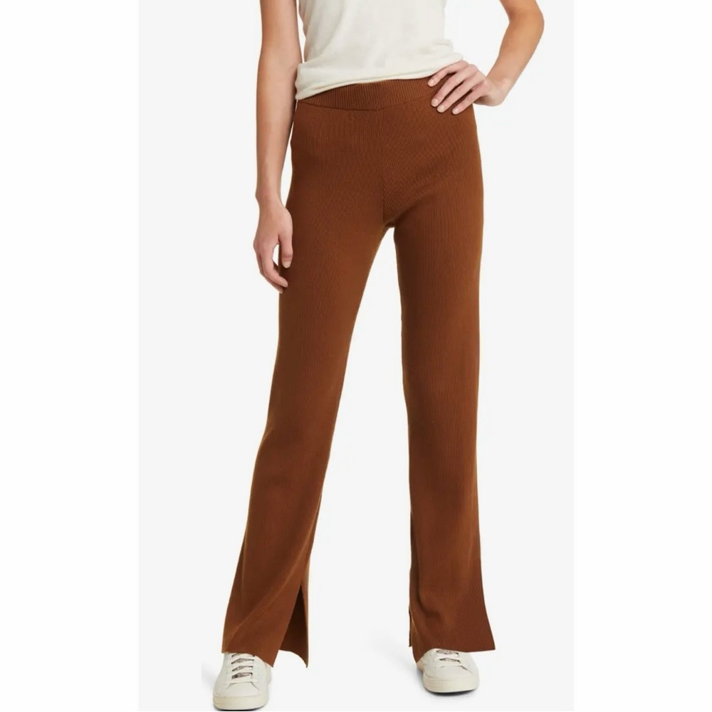 Rails Jules Brown‎ Rib Cotton/Silk Blend Knit Pants
